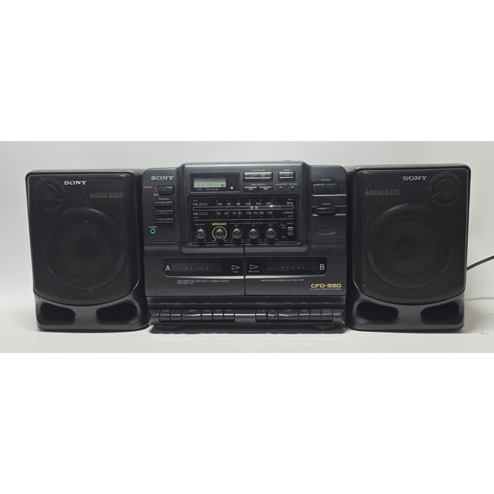 Sony CFD-550 CD Radio Dual Cass. Boombox Mega Bass Vintage 1995 For Parts/Repair